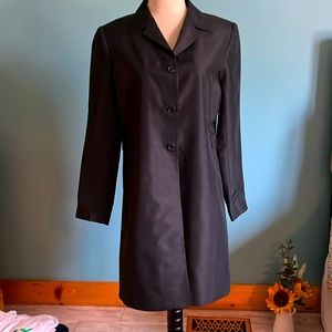 Anne Carson Vintage 100% Pure Silk Black Full Length Blazer. Fully Lined Size 10